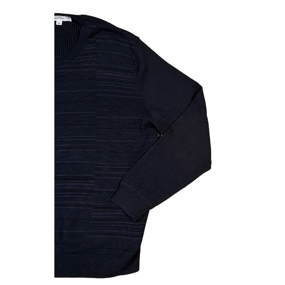 CALVIN KLEIN Sweater Men's Long Sleeve Crew Neck Striped Knit Pullover Blue Lg - Picture 5 of 10